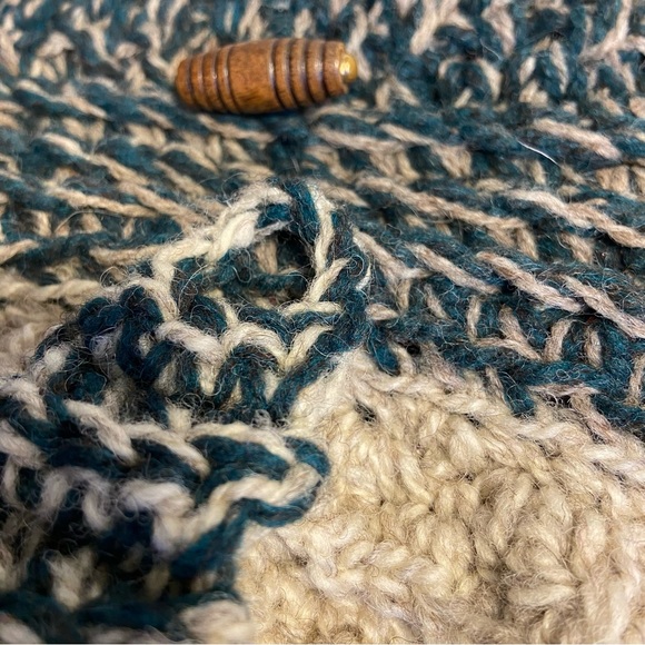 Handmade Chunky Knit Hobo Bag crossbody Purse carry all Boho Hippie green tan - Picture 11 of 16